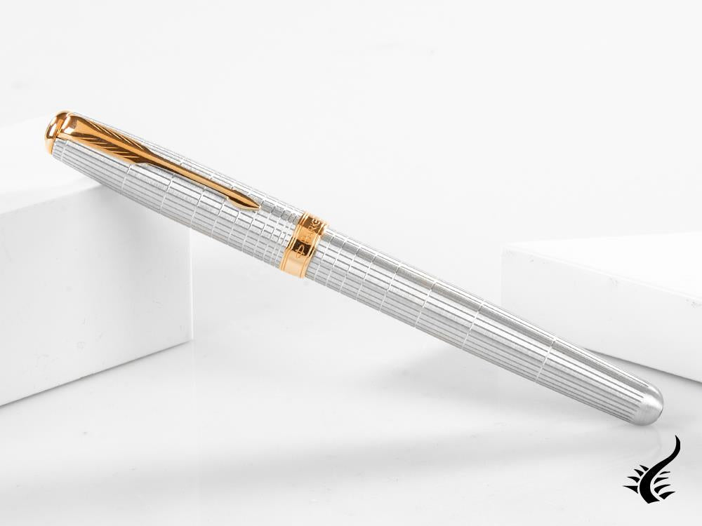 Parker Sonnet Fountain Pen, Ciselé Sterling Silver, Rose gold trim