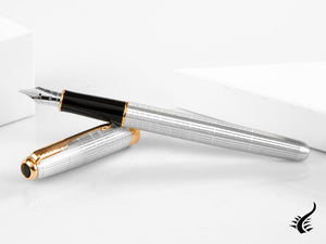 Parker Sonnet Fountain Pen, Ciselé Sterling Silver, Rose gold trim