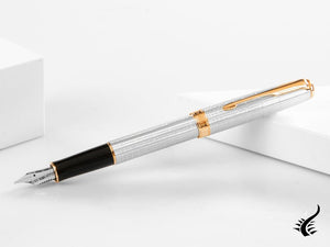 Parker Sonnet Fountain Pen, Ciselé Sterling Silver, Rose gold trim