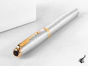 Parker Sonnet Fountain Pen, Ciselé Sterling Silver, Rose gold trim