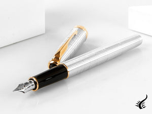 Parker Sonnet Fountain Pen, Ciselé Sterling Silver, Rose gold trim