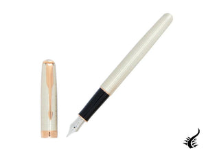 Parker Sonnet Fountain Pen, Ciselé Sterling Silver, Rose gold trim