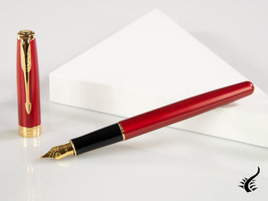 Parker Sonnet Fountain Pen, Lacquer, Gold Trim, Red, 1931474