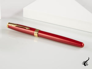 Parker Sonnet Fountain Pen, Lacquer, Gold Trim, Red, 1931474