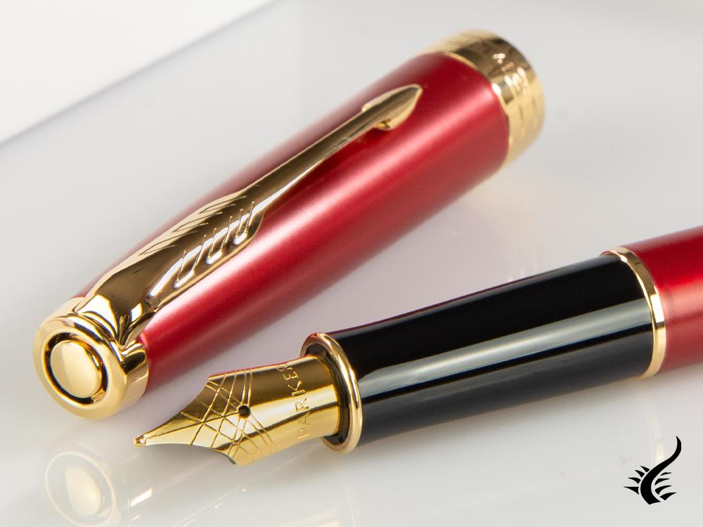 Parker Sonnet Fountain Pen, Lacquer, Gold Trim, Red, 1931474