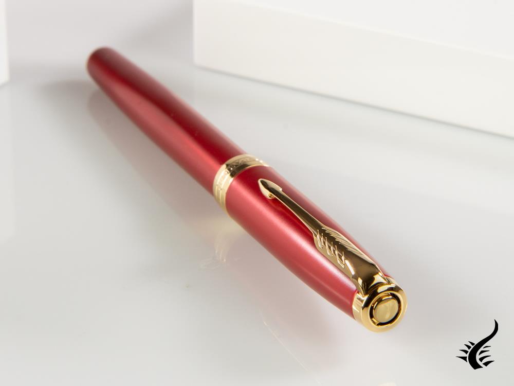 Parker Sonnet Fountain Pen, Lacquer, Gold Trim, Red, 1931474