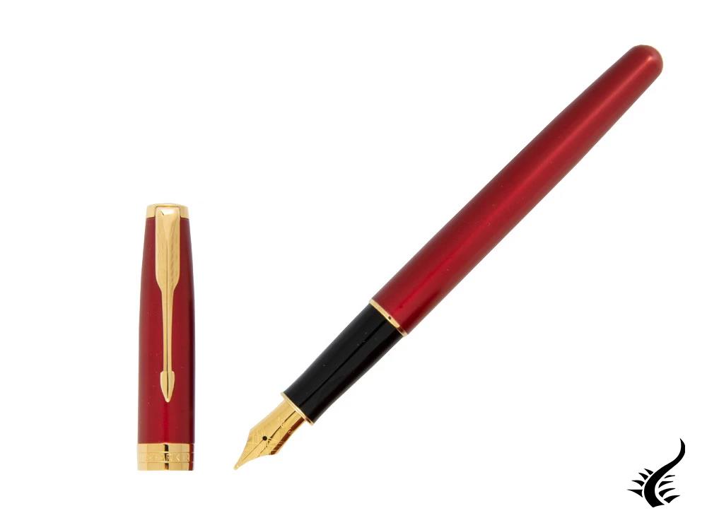 Parker Sonnet Fountain Pen, Lacquer, Gold Trim, Red, 1931474