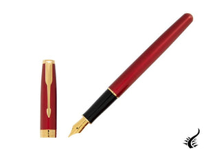 Parker Sonnet Fountain Pen, Lacquer, Gold Trim, Red, 1931474