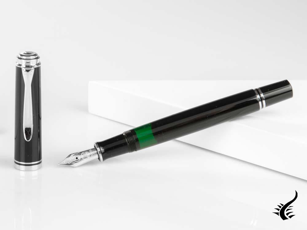 Pelikan 405 Fountain Pen, Black Resin, Silver trim, 924423