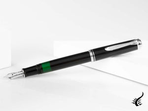 Pelikan 405 Fountain Pen, Black Resin, Silver trim, 924423