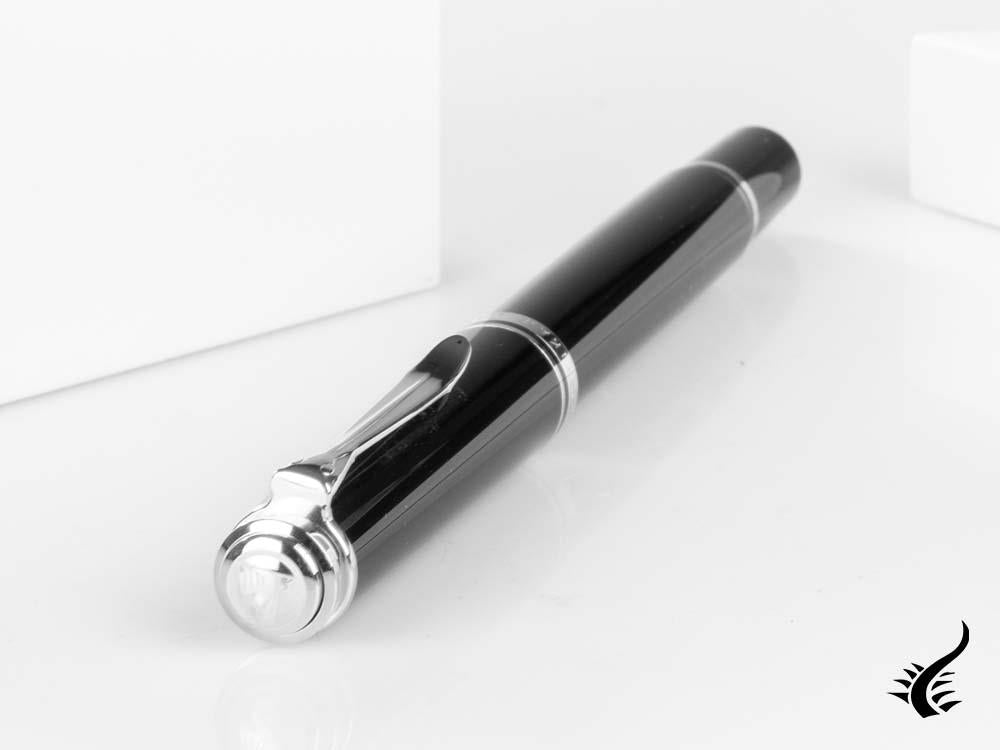 Pelikan 405 Fountain Pen, Black Resin, Silver trim, 924423