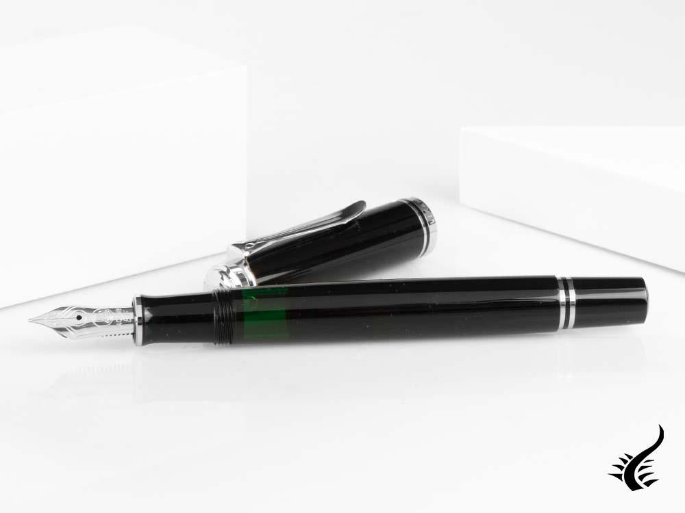 Pelikan 405 Fountain Pen, Black Resin, Silver trim, 924423