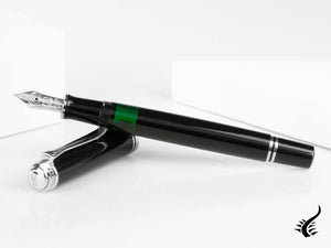 Pelikan 405 Fountain Pen, Black Resin, Silver trim, 924423