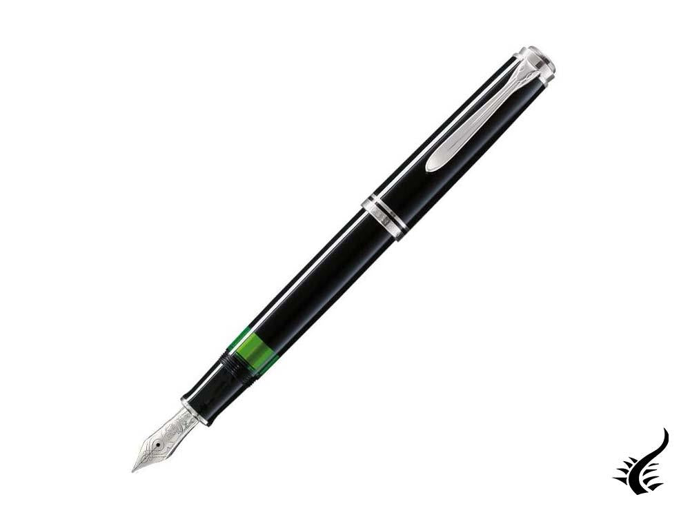 Pelikan 405 Fountain Pen, Black Resin, Silver trim, 924423