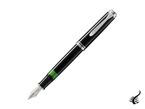 Pelikan 405 Fountain Pen, Black Resin, Silver trim, 924423