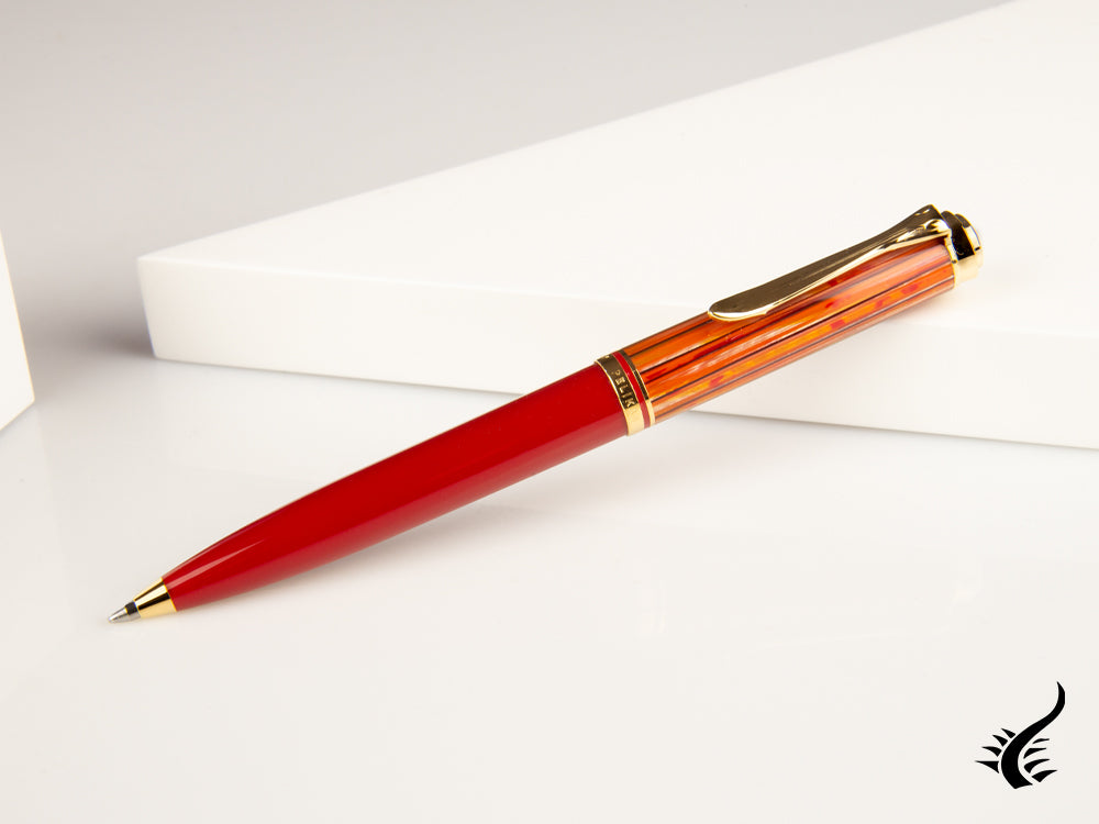 Pelikan 600 Tortoiseshell-Red ballpoint pen, Gold, Special Edition, 815871