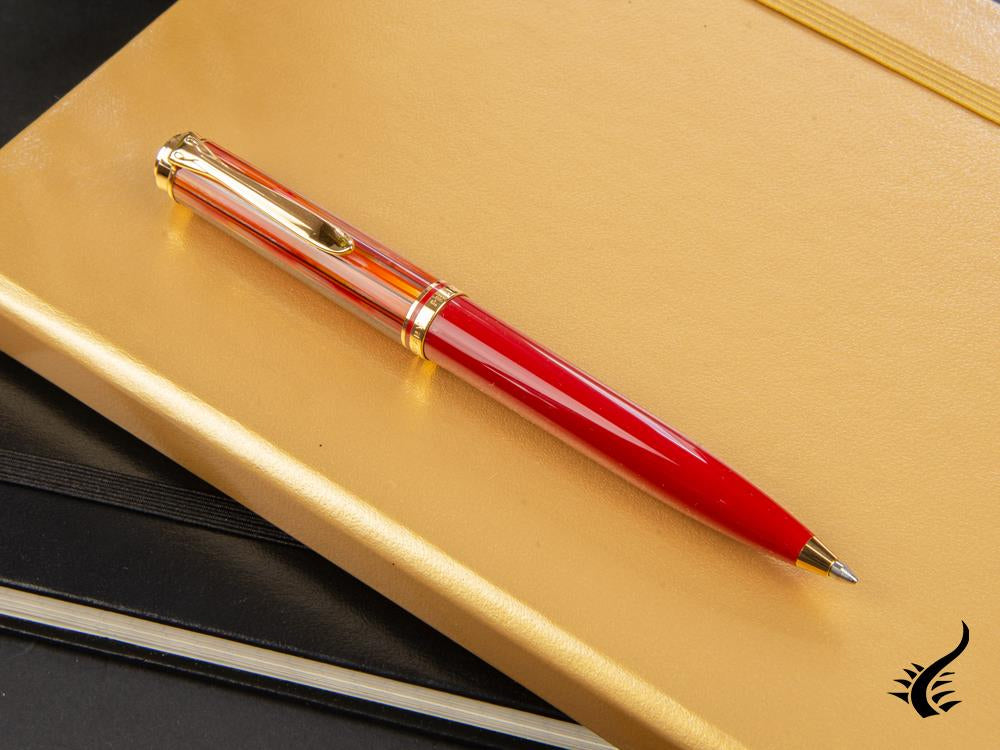 Pelikan 600 Tortoiseshell-Red ballpoint pen, Gold, Special Edition, 815871