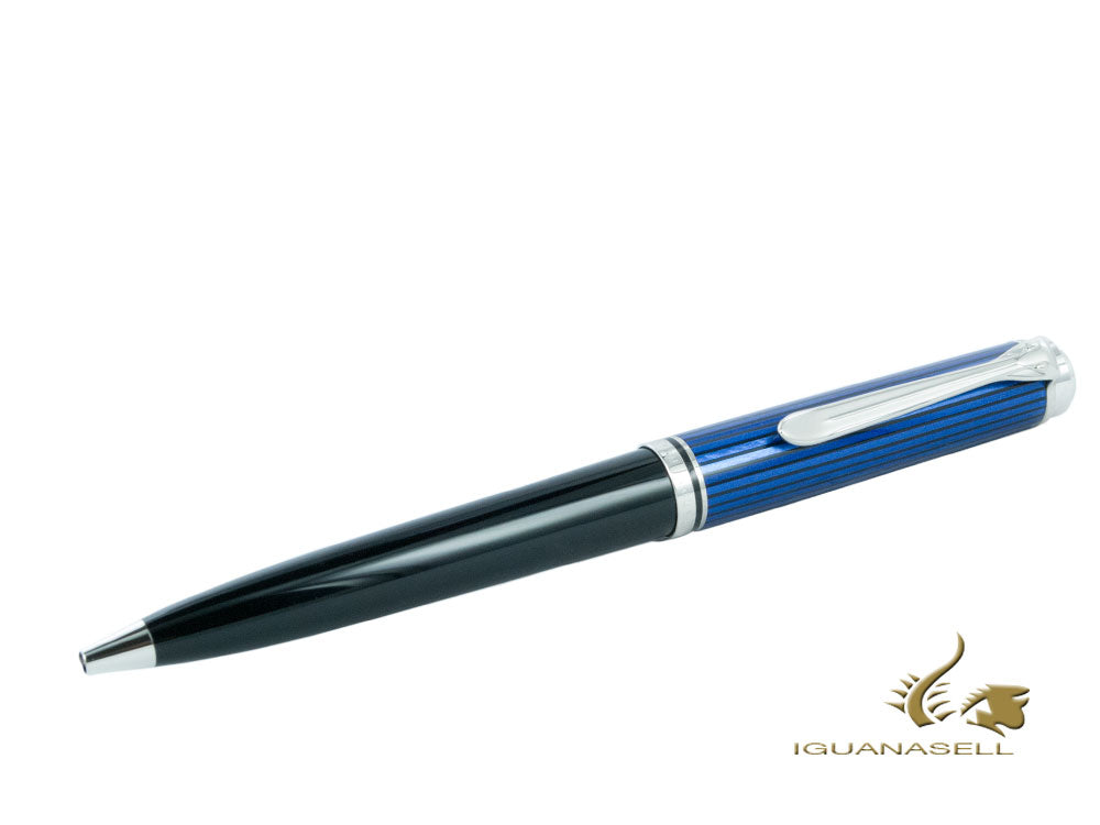 Pelikan K805 Ballpoint pen, Blue and Black, Silver trim, 933697