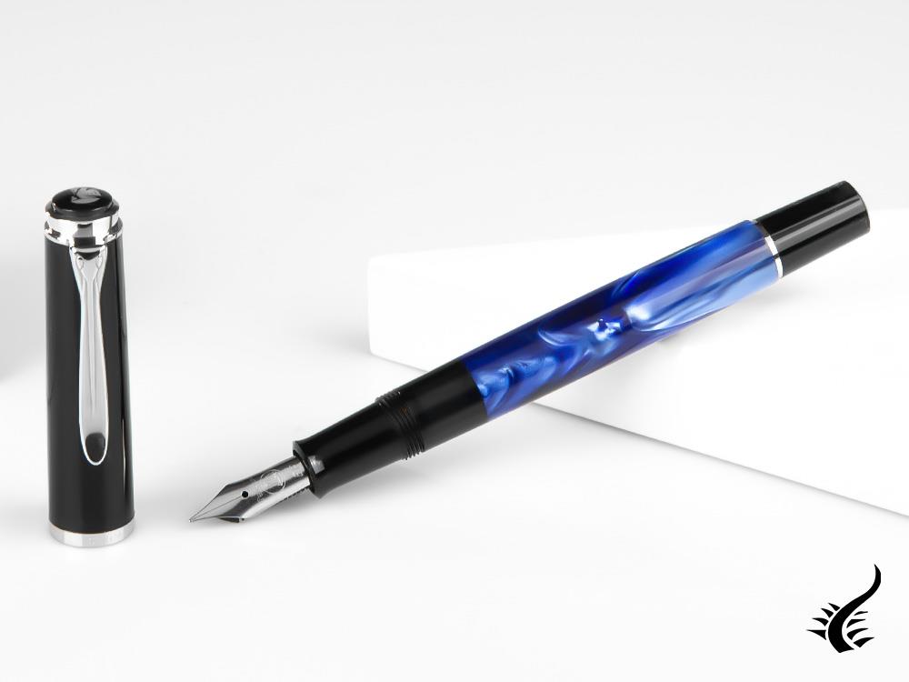 Pelikan Classic M205 Fountain Pen, Blue Marble, Chrome trim, 801973