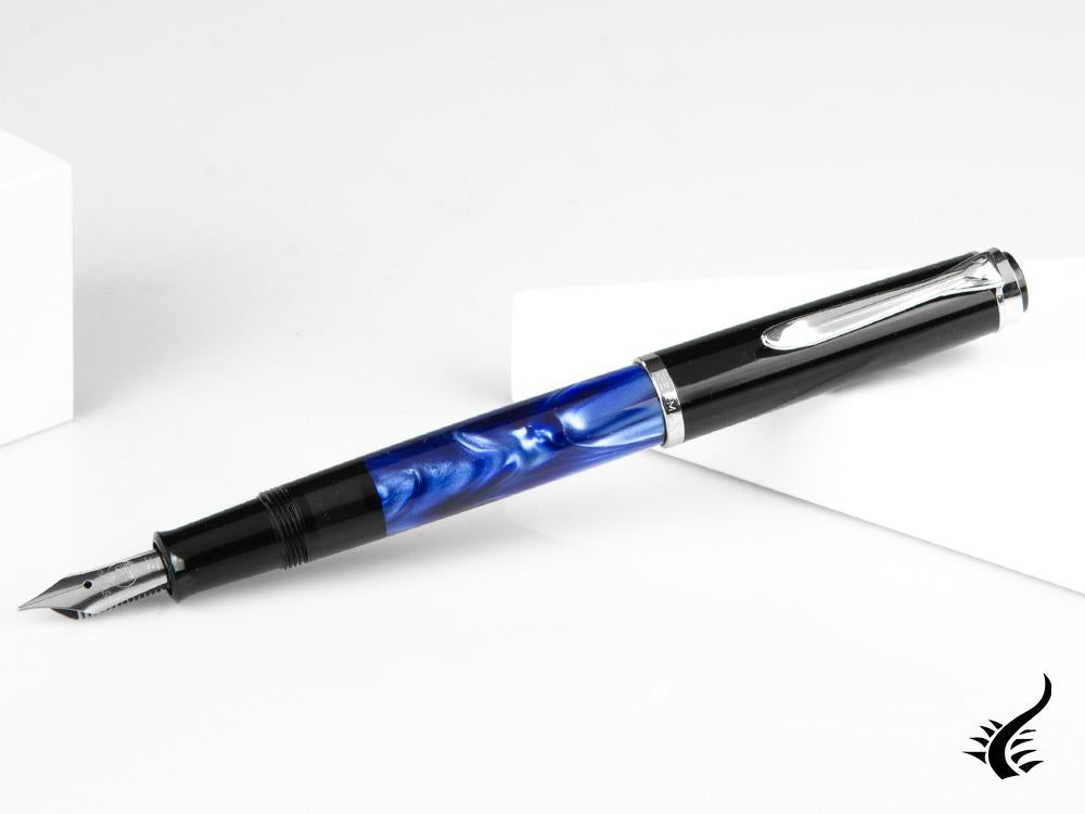 Pelikan Classic M205 Fountain Pen, Blue Marble, Chrome trim, 801973