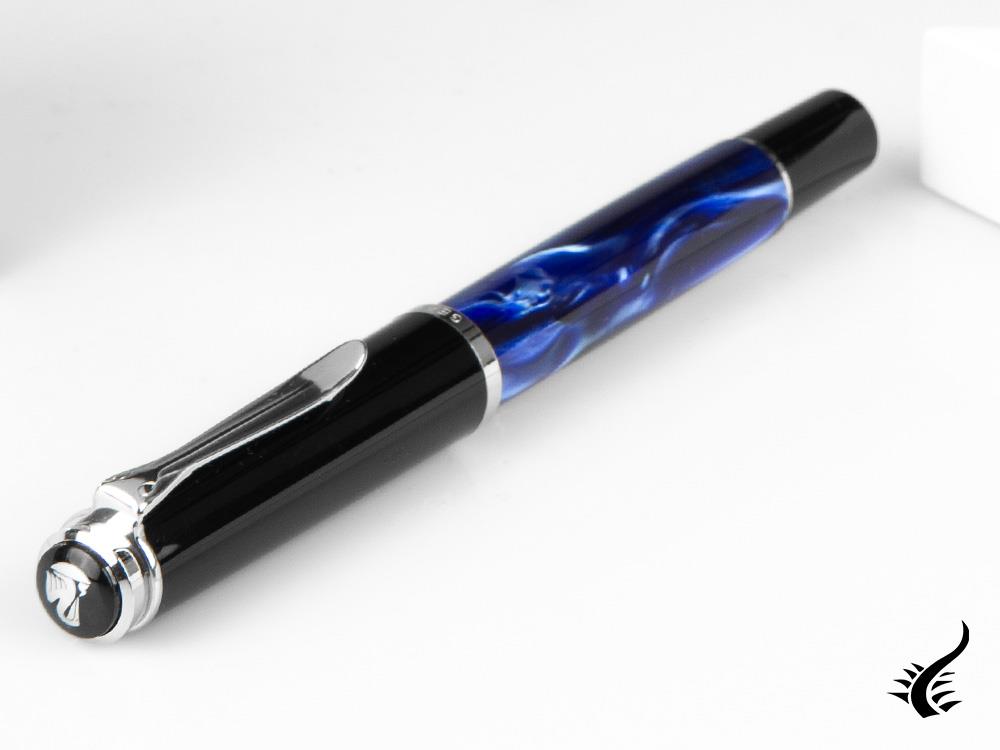 Pelikan Classic M205 Fountain Pen, Blue Marble, Chrome trim, 801973