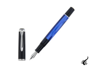 Stylo plume Pelikan Classic M205, marbre bleu, garniture chromée, 801973