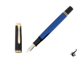 Stylo plume Pelikan Souverän M400 - Noir et bleu - Plume en or 14 carats, 994947