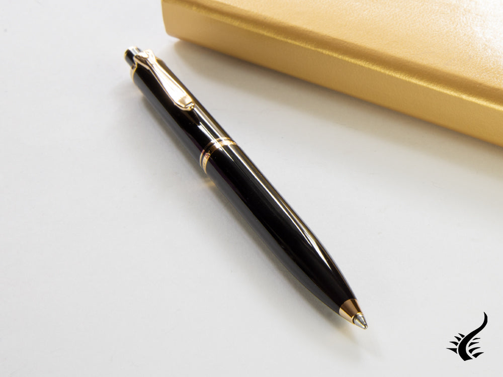 Pelikan K400 Ballpoint pen, Black Resin, Gold trim, 987784