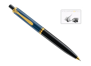 Stylo à bille Pelikan K400, noir et bleu, garniture dorée, 987800