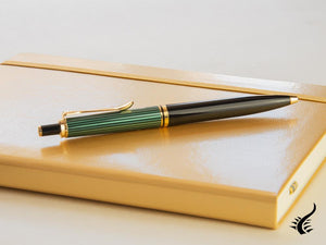 Stylo à bille Pelikan K400, noir et vert, finition dorée, 996835