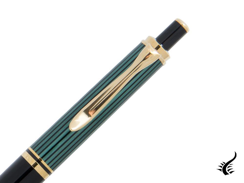 Stylo à bille Pelikan K400, noir et vert, finition dorée, 996835