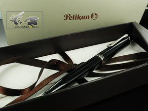 Stylo à bille Pelikan K405, résine noire, garniture argentée, 926238