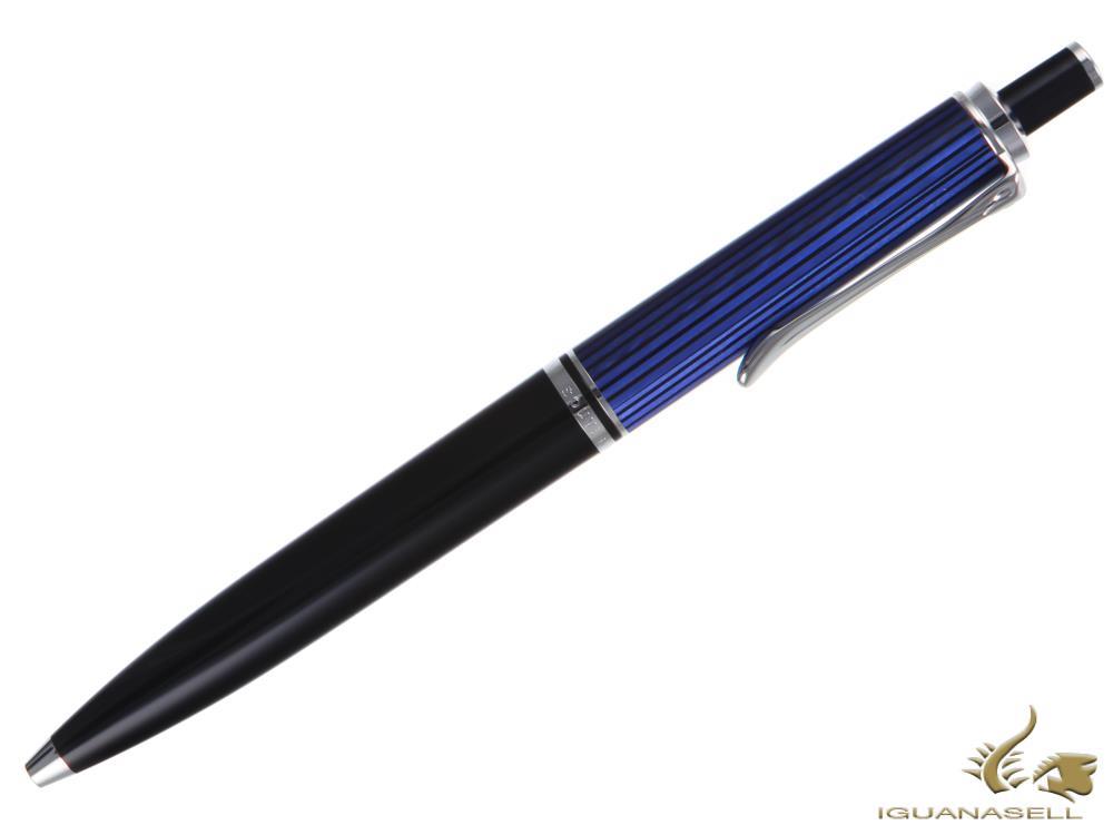 Stylo à bille Pelikan K405, noir et bleu, garniture argentée, 932715