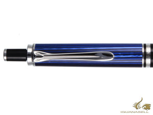 Stylo à bille Pelikan K405, noir et bleu, garniture argentée, 932715