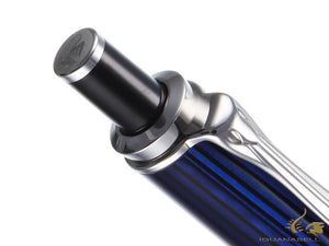 Stylo à bille Pelikan K405, noir et bleu, garniture argentée, 932715