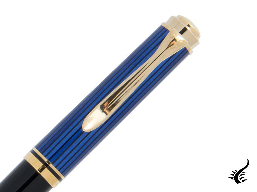 Pelikan K600 Ballpoint pen, Black and blue, Gold trim, 988378