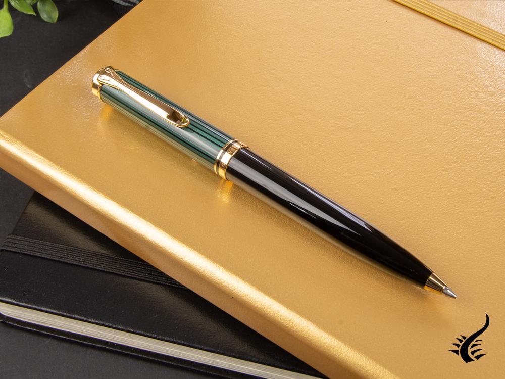 Pelikan K600 Ballpoint pen, Black and green, Gold trim, 980086