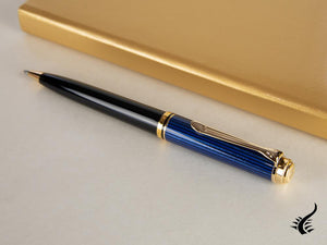 Stylo à bille Pelikan K800, noir et bleu, finition dorée, 987842