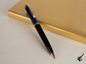 Stylo à bille Pelikan K800, noir et bleu, finition dorée, 987842