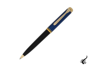 Stylo à bille Pelikan K800, noir et bleu, finition dorée, 987842