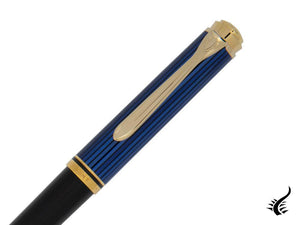 Stylo à bille Pelikan K800, noir et bleu, finition dorée, 987842