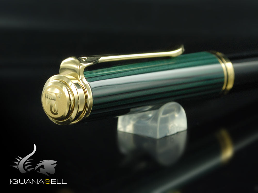 Pelikan K800 Ballpoint pen, Black and green, Gold trim, 987834