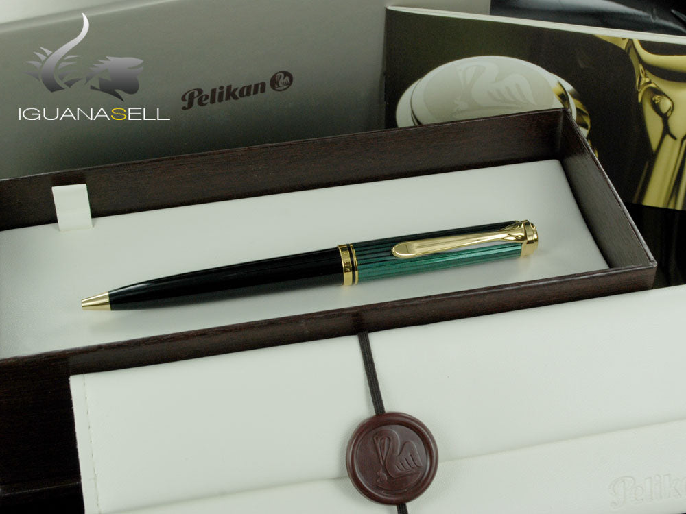 Pelikan K800 Ballpoint pen, Black and green, Gold trim, 987834