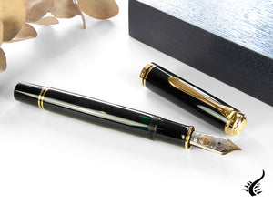 Stylo plume Pelikan M1000, résine noire, attributs dorés, 987396