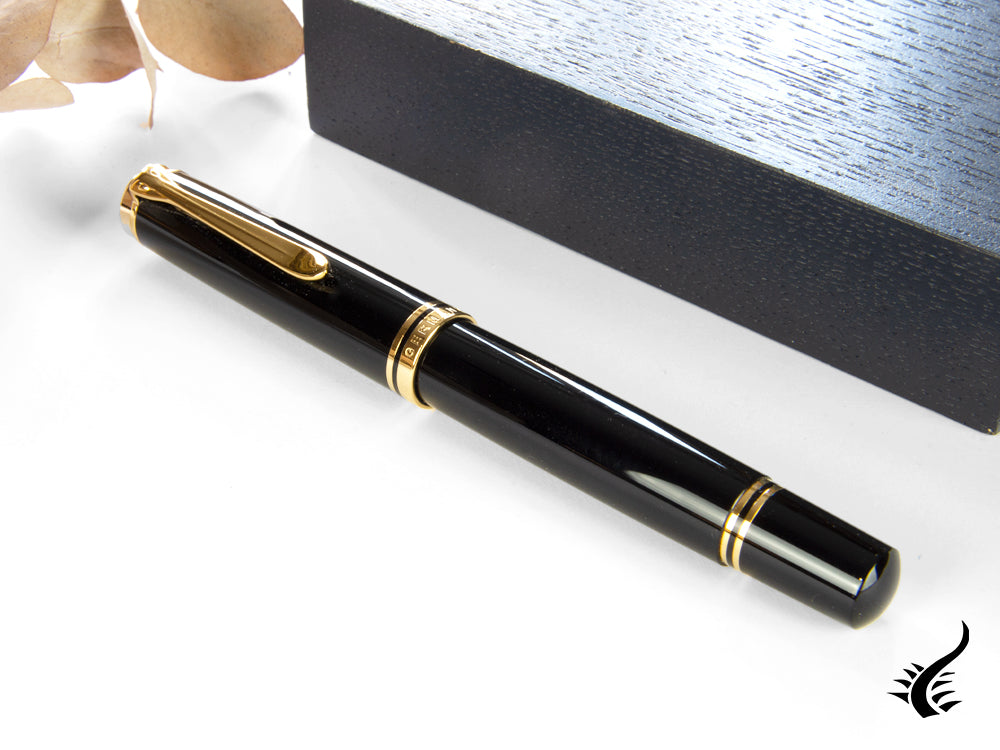 Stylo plume Pelikan M1000, résine noire, attributs dorés, 987396