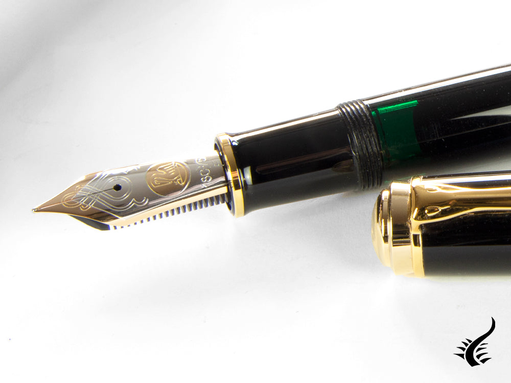 Pelikan M1000 Fountain Pen, Black Resin, Gold trim, 987396