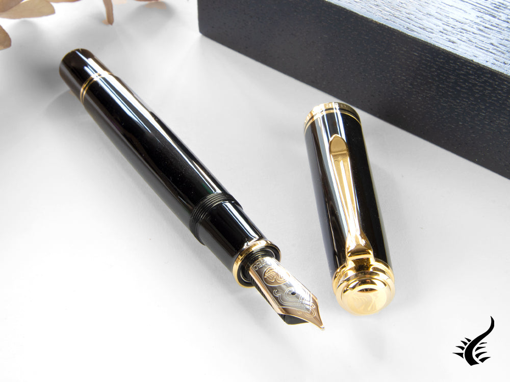 Pelikan M1000 Fountain Pen, Black Resin, Gold trim, 987396