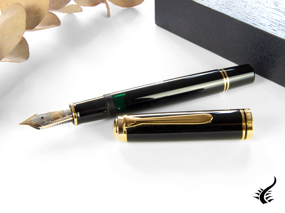 Pelikan M1000 Fountain Pen, Black Resin, Gold trim, 987396