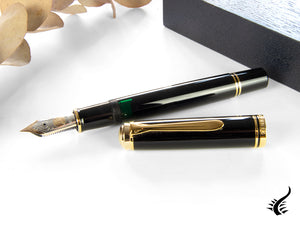 Stylo plume Pelikan M1000, résine noire, attributs dorés, 987396