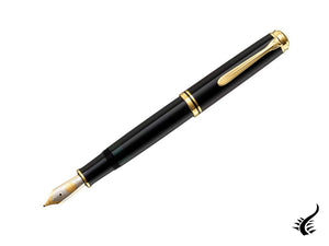 Stylo plume Pelikan M1000, résine noire, attributs dorés, 987396